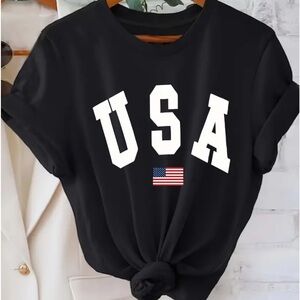 🇺🇸 Womens Casual Crew Neck Short Sleeve T-Shirt - Black